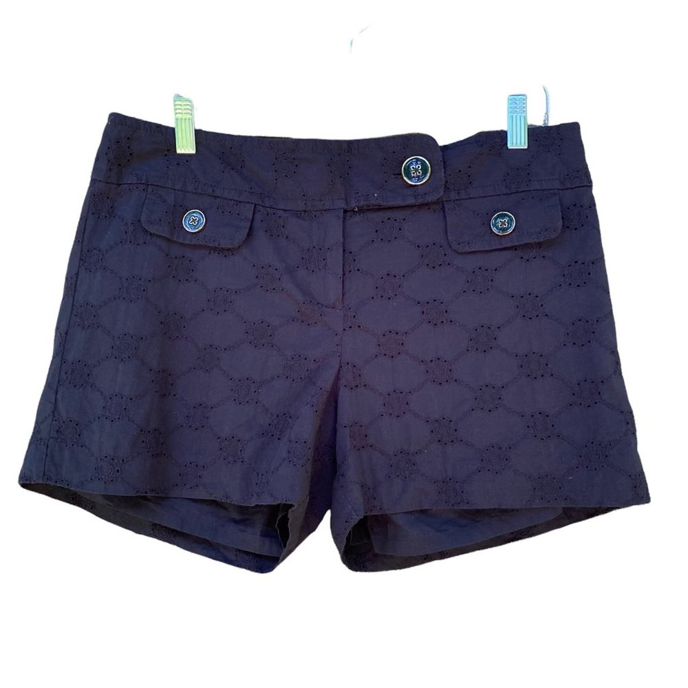 LOFT Blue Eyelet Cotton Lined Shorts